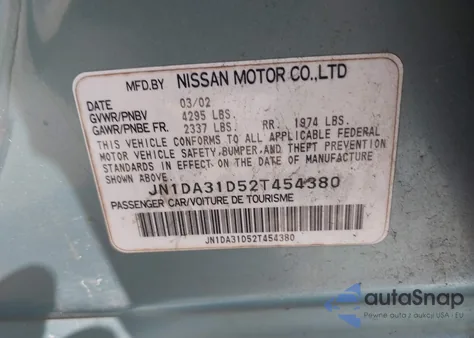 2002 Nissan Maxima Gle z USA, uszkodzony, nr VIN JN1DA31D52T454380